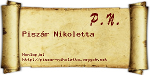 Piszár Nikoletta névjegykártya